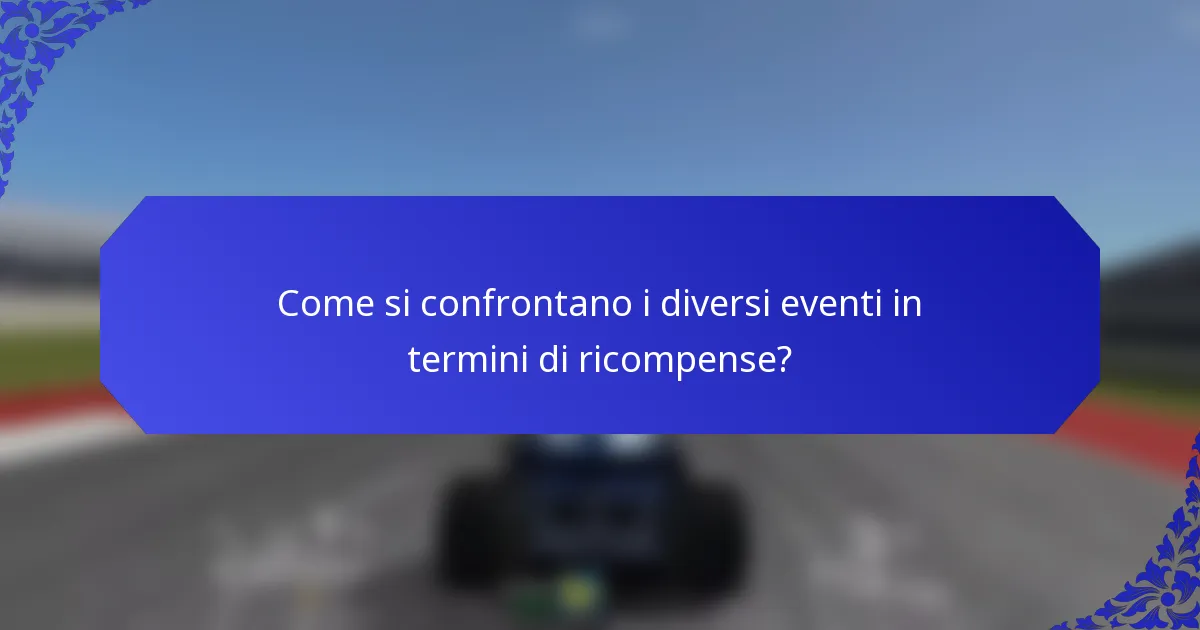 Come si confrontano i diversi eventi in termini di ricompense?